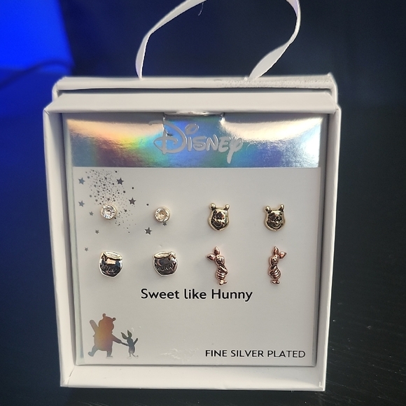 Disney Jewelry - Disney's Winnie The Pooh and Piglet Fine Silver-Plated Dainty Earring Set